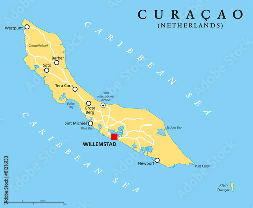 Curacao Political Map Canvas Print