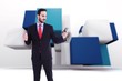 © WavebreakMediaMicro - Composite image of handsome businessman texting on phone