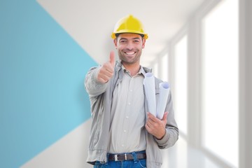 Poster - Composite image of architect showing thumbs up