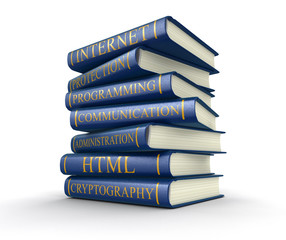 Poster - Stack of books on computer security (clipping path included)