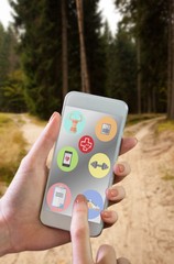 Poster - Composite image of hand holding smartphone