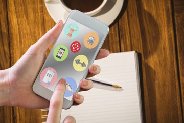 Poster - Composite image of hand holding smartphone