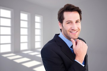 Poster - Image of businessman touching his chin
