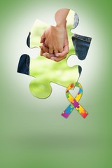 Poster - Composite image of two friends holding hands
