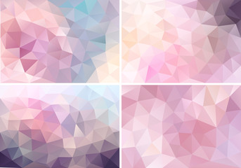 pastel pink low poly backgrounds, vector set