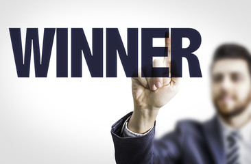 Wall Mural - business man pointing the text: winner