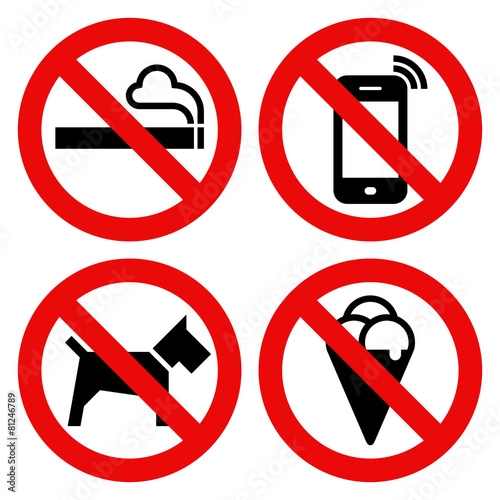 einzelne bedruckte Lamellen - No smoking, No cell phone, No dogs and No eating (von nikolae)