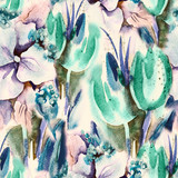 Floral Seamless Pattern with Tulips