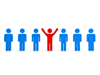 Poster - Stand out from the crowd and different concept red man