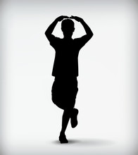 Silhouette Of Man Pirouette Isolated On A White Background