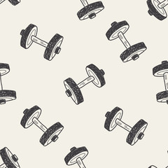 Sticker - Doodle Dumbbell seamless pattern background