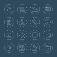 Wall Mural - office line icon set