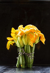 Wall Mural - fresh zucchini flowers