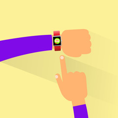 Poster - hand smart watch flat design vector