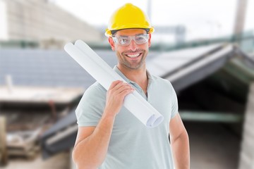 Poster - Composite image of architect with plan