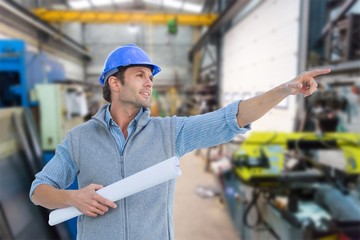 Poster - Composite image of architect pointing