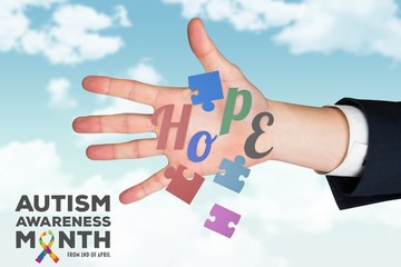 Poster - Composite image of hand with fingers spread out