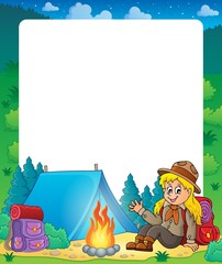 Wall Mural - Summer frame with scout girl theme 1