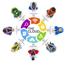 Wall Mural - People Social Networking and The Cloud Concept