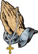 Praying hands with rosary