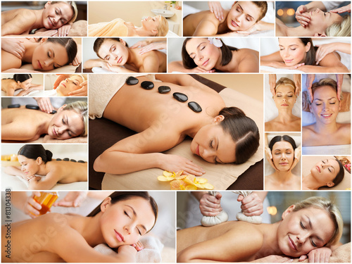 Obraz w ramie women having facial or body massage in spa salon