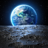 Fototapeta Fototapety kosmos - blue earth view from moon surface - Usa