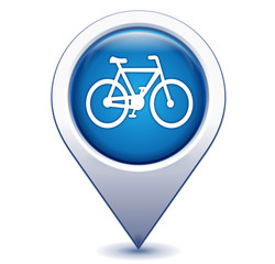 Fototapete - piste cyclable sur marqueur géolocalisation bleu