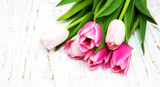 Fototapeta Tulipany - bouquet of pink tulips