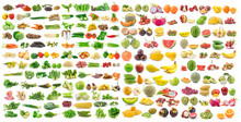 Set Of Vegetable And Fruit On White Background