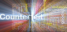 Counterfeit Background Concept Wordcloud Glowing