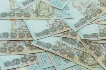 Close up Thai money in one thousand type banknotes