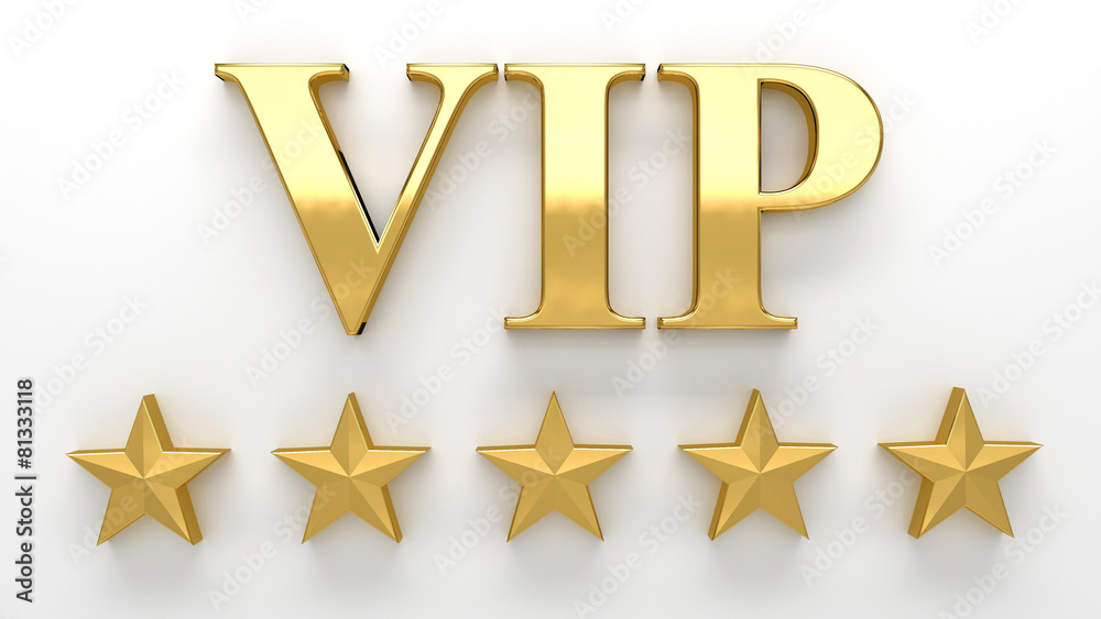 VIP - Very important person - gold 3D render on the wall backgro - obrazy, fototapety, plakaty 