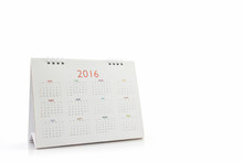 White Paper Desk Spiral Calendar 2016 .