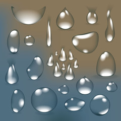 Wall Mural - Pure clear water drops realistic set isolated vector