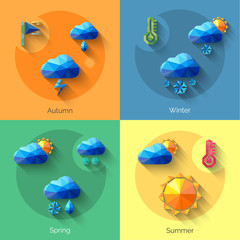 Wall Mural - seasons weather set