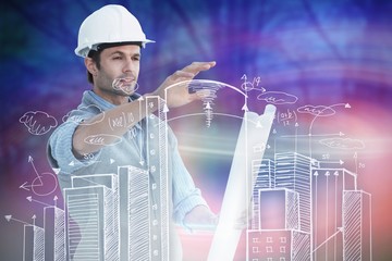 Poster - Composite image of architect with blueprint