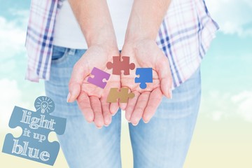 Poster - Composite image of hipster showing her hands