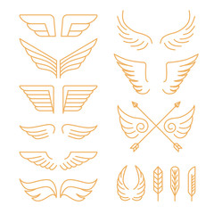 Aufkleber - Vector set of linear icons - wings