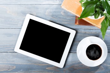 Canvas Print - Ipad. Digital tablet computer with isolated screen in male hands