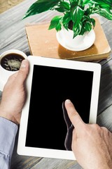 Canvas Print - Ipad. Digital tablet computer with isolated screen in male hands