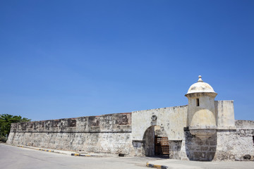  Muralla del histórico Fuerte de San Sebastian del Pastelillo ubicado en Manga en la ciudad antigua de Cartagena de Indias en Colombia.