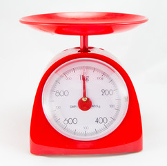 Red Kitchen Scale on white background