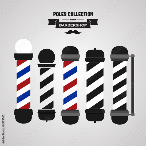 Fotomural Barber shop vintage pole icons set