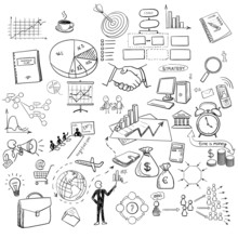 Hand Draw Doodle Web Charts Business Finanse Elements
