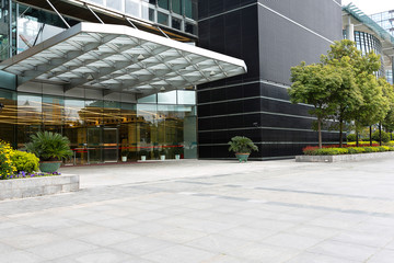 Wall Mural - Empty road in front of building entrance