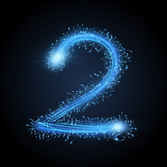 Wall Mural - 3d blue sparkler firework number 2