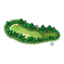 Vector Golf Course Hole Aerial Isometric View