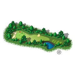 Wall Mural - vector golf course hole aerial isometric view