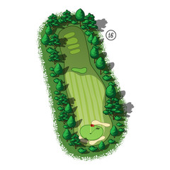 Wall Mural - vector golf course hole aerial isometric view