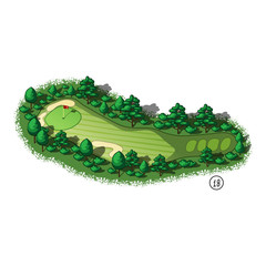 Wall Mural - vector golf course hole aerial isometric view